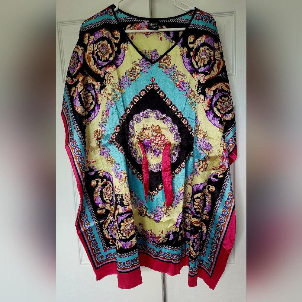 Christel Swedish Design Women's Luxe 100% Silk Tunic Dress One Size Paisley - Picture 2 of 16